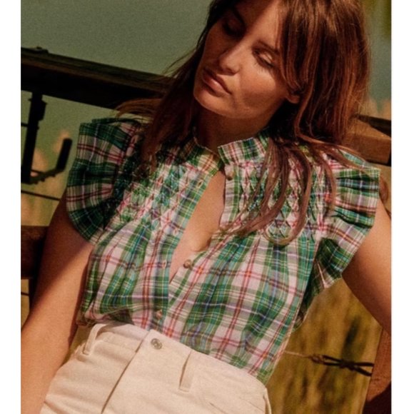 Sezane Multicolor Plaid Blouse - Picture 1 of 7